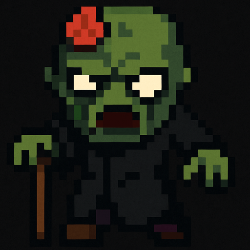 Agrégale una bata negra y un bastón, pixelart