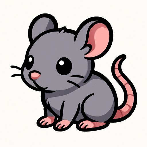 baby rat sprite.
In-Game asset.  2d.  High contrast.  No shadows. cartoonm. animated