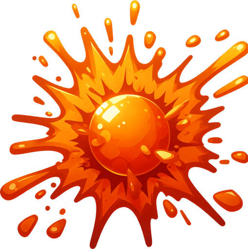 orange damage splash..
Single Game Texture. In-Game asset. 2d. Blank background. High contrast. No shadows.