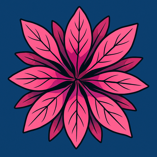 Top view of colorful pink plant looking upwards.
In-Game asset.  2d.  High contrast.  No shadows