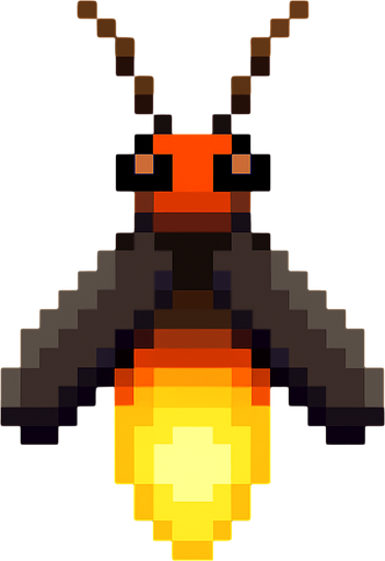 Luciérnaga, pixelart.
In-Game asset.  2d.  High contrast.  No shadows