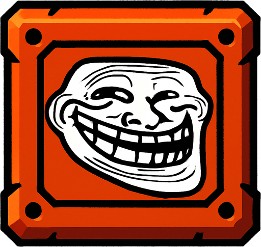 Make it with same shape but a meme drawing on block.
In-Game asset.  2d.  High contrast.  No shadows