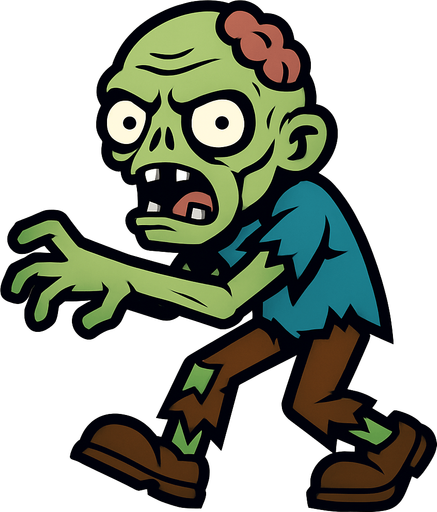 Un zombie.
In-Game asset.  2d.  High contrast.  No shadows