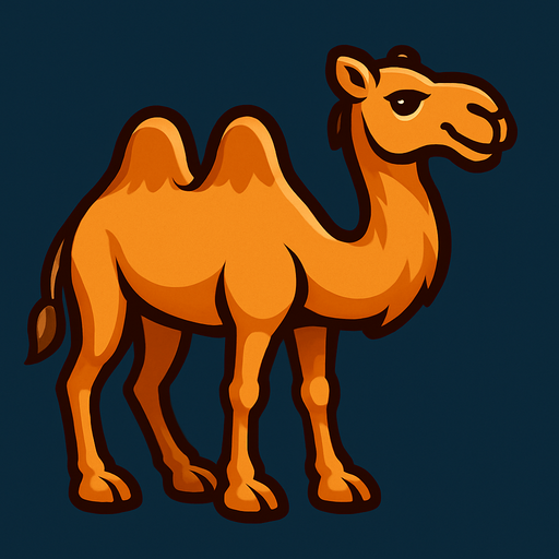 Camel.
In-Game asset.  2d.  High contrast.  No shadows