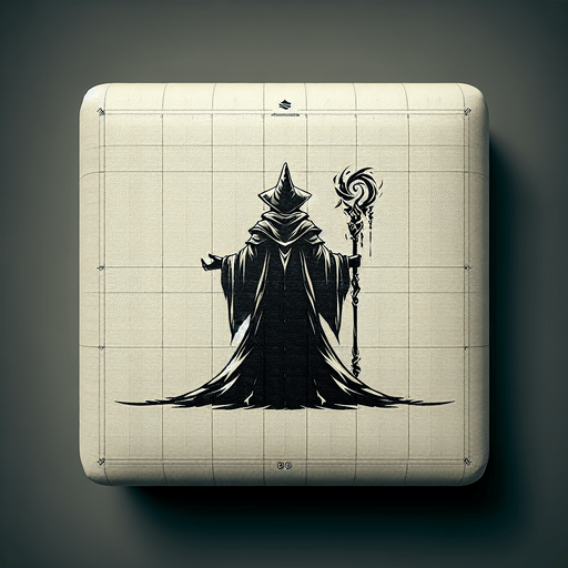 flyn mage. backview.
Single Game Texture.  In-Game asset.  2d.  Blank background.  High contrast.  No shadows