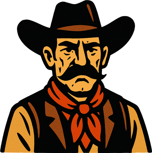 Señor vaquero.
In-Game asset.  2d.  High contrast.  No shadows