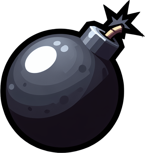 bomb transparent background.
Single Game Texture. In-Game asset. 2d. Blank background. High contrast. No shadows.