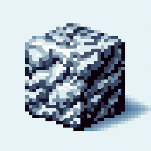 Grey pixelated rock.
Single Game Texture.  In-Game asset.  2d.  Blank background.  High contrast.  No shadows
