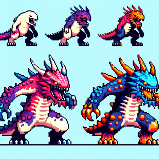 Pixel Art 2D Monster Character. In-Game asset. 2d. Blank background.