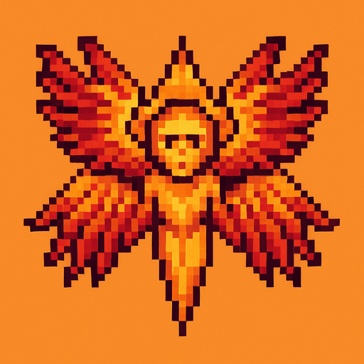 pixel art seraphim.
In-Game asset.  2d.  High contrast.  No shadows