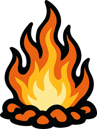 un fuego.
In-Game asset.  2d.  High contrast.  No shadows. un fuego. un fuego
