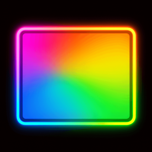 multicolored filled neon rectangle.
In-Game asset.  2d.  High contrast.  No shadows