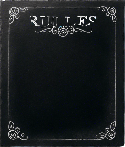 "RULES" handwritten in chalk