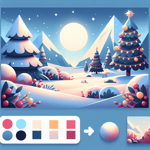 Christmas landscape scene, soft colours. Blank background. High contrast. No shadows. Single Game Texture. In-Game asset. 2d. Blank backgroud Single Game Texture. In-Game asset. 2d. Blank background. High contrast. No shadows.