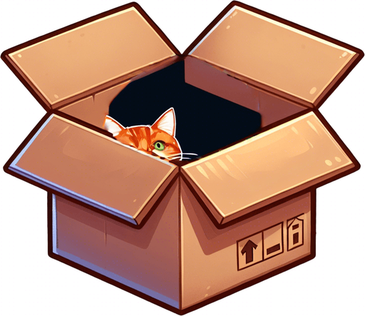 Head of a cute ginger cat peeking from a box