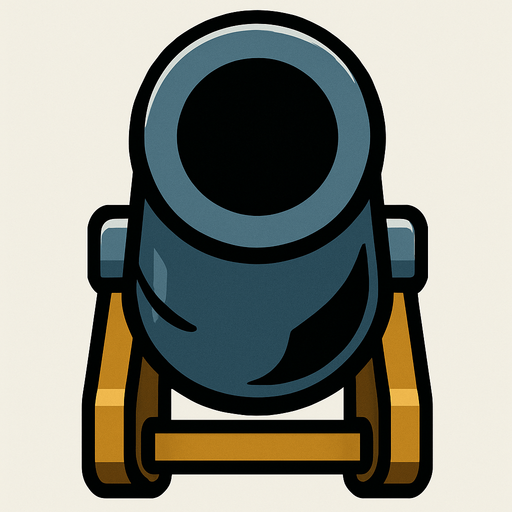 only the mouth part of the cannon and looking at the vertical.
In-Game asset.  2d.  High contrast.  No shadows