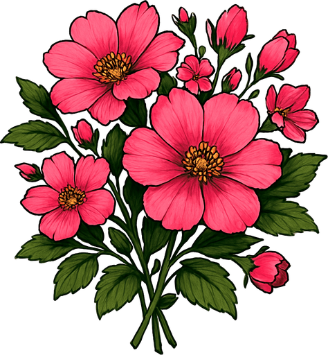 pink flower bouquet realistic.
In-Game asset.  2d.  High contrast.  No shadows