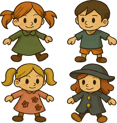These dolls in professor Layton game art style