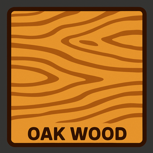 Make a 2D top down flat image of oak wood.
In-Game asset.  2d.  High contrast.  No shadows