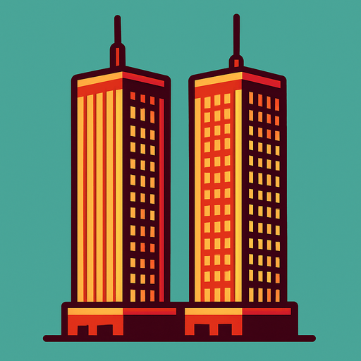Torres gemelas.
In-Game asset.  2d.  High contrast.  No shadows