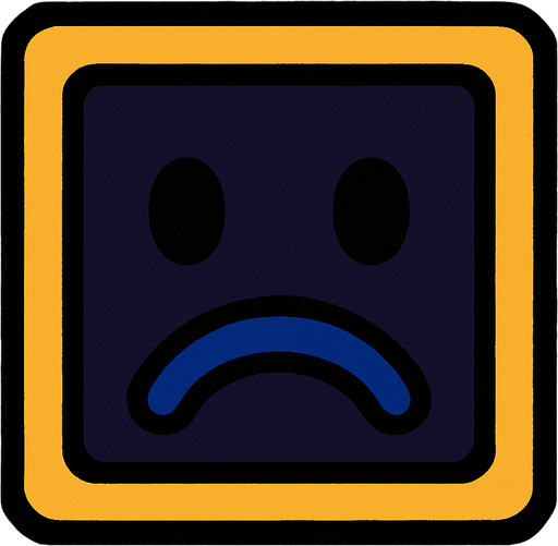 sad square.
In-Game asset.  2d.  High contrast.  No shadows