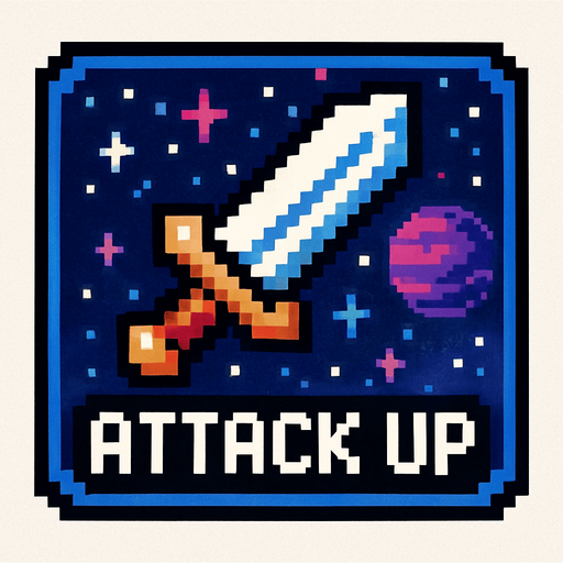 Пиксельная карта усиления атаки космос битва.
In-Game asset.  2d.  High contrast.  No shadows