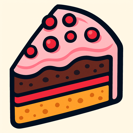 a quarter section of the cake viewed from above.
In-Game asset.  2d.  High contrast.  No shadows