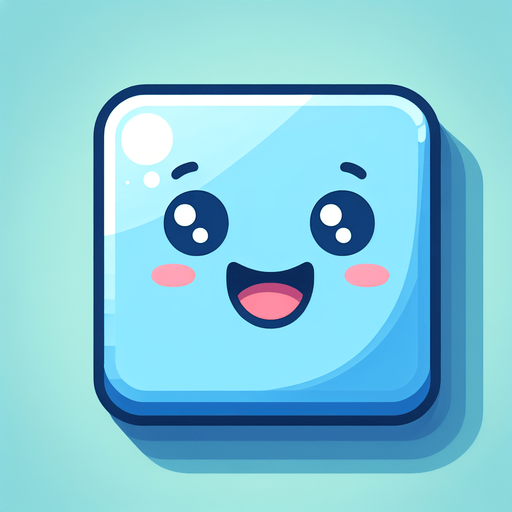 Perfectly square bright blue game piece with cute happy face. Cartoon style. Cute art style. Simple vector style. No Shadows.
Single Game Texture. In-Game asset. 2d. Blank background. High contrast. No shadows.