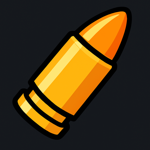 create a bullet image for 2d game.
In-Game asset.  2d.  High contrast.  No shadows