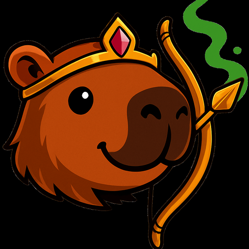 Quitale el casco y ponle una tiara de princesa. Has el arco y la flecha de oro. Recuerda que es un capybara.