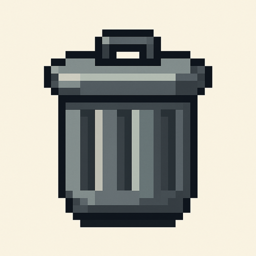 pixel art 2D trash can.
In-Game asset.  2d.  High contrast.  No shadows