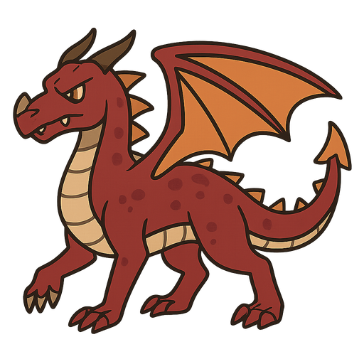 Ejderha. No background. Transparent background. Blank background. No shadows. 2d. In-Game asset. flat