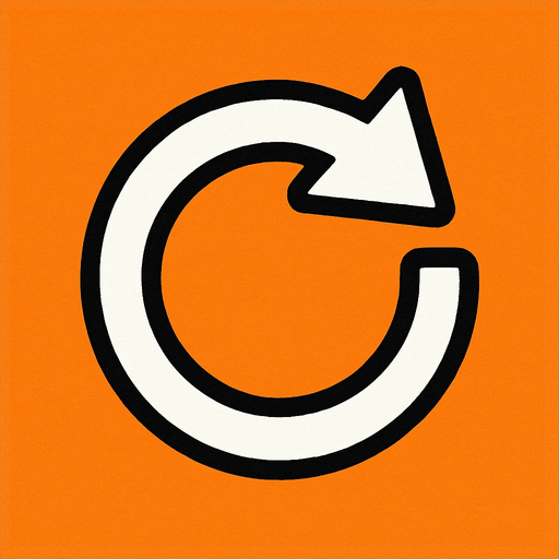 Un simbolo de reiniciar, sin letras, es como un circulo con una flecha.
In-Game asset.  2d.  High contrast.  No shadows