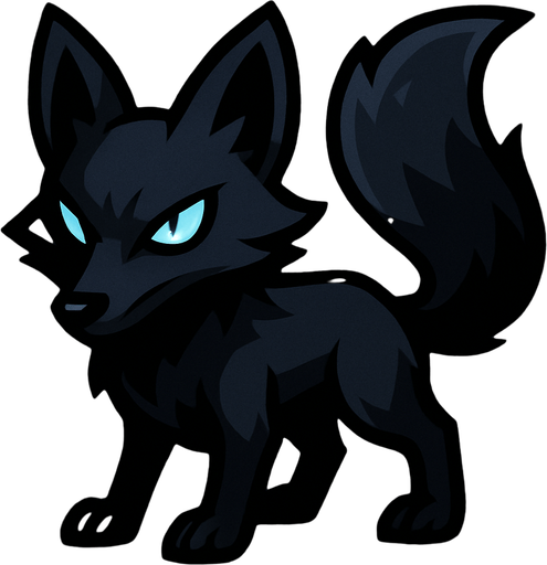 karanlık tilki.
In-Game asset.  2d.  High contrast.  No shadows