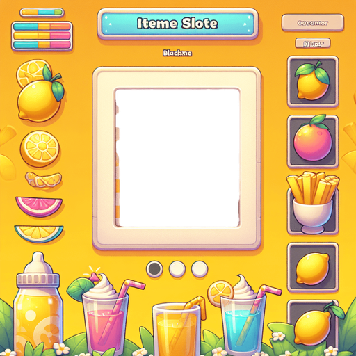 A  background gui element for an item in an ingame shop, in a light, lemonade and drinks inspired summer theme..
Single Game Texture. In-Game asset. 2d. Blank background. High contrast. No shadows.