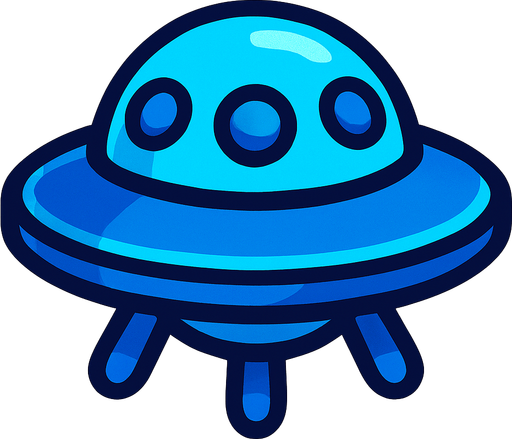 mavi ufo.
In-Game asset.  2d.  High contrast.  No shadows