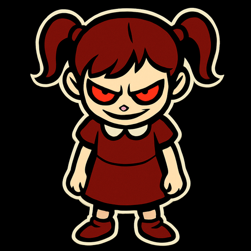 evil little girl looking down.
In-Game asset.  2d.  High contrast.  No shadows