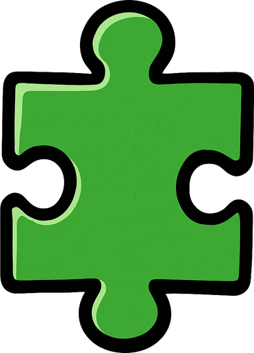 A green puzzle piece.
In-Game asset.  2d.  High contrast.  No shadows