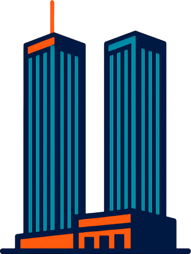 Torres gemelas.
In-Game asset.  2d.  High contrast.  No shadows