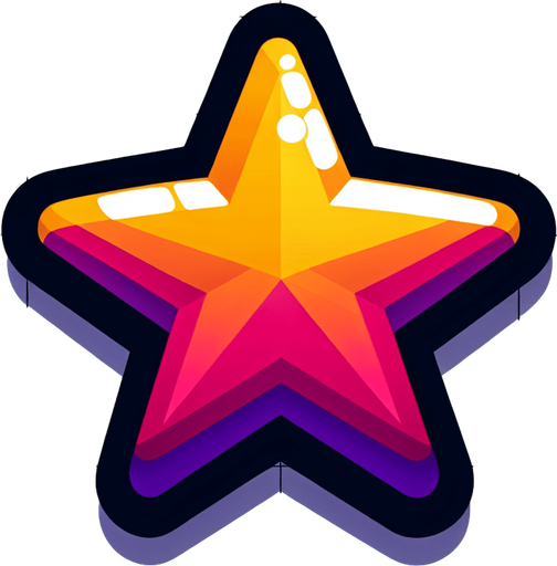 Star cartoon.
Single Game Texture.  In-Game asset.  2d.  Blank background.  High contrast.  No shadows