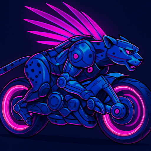 cyberpunk American anime koraidon Miraidon-esque motorcycle animal futuristic cheetah-meets-motorcycle