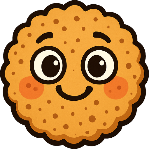 Bana tatlı üzerinde bir yüz olan kurabiye çiz.
In-Game asset.  2d.  High contrast.  No shadows