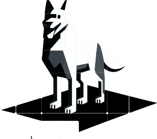 Dog.
Single Game Texture. In-Game asset. 2d. Blank background. High contrast. No shadows.