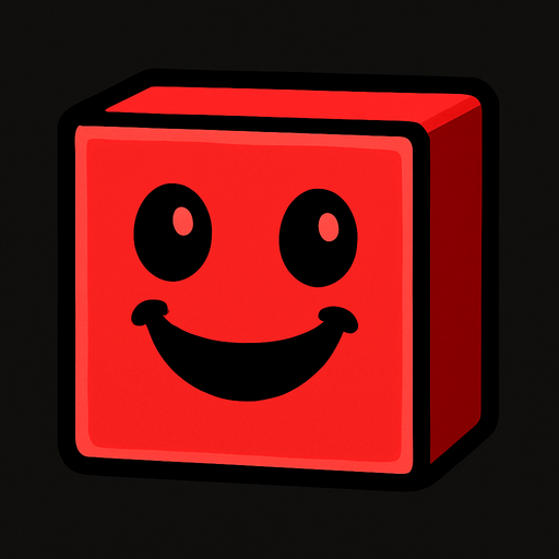Happy red block.
In-Game asset.  2d.  High contrast.  No shadows