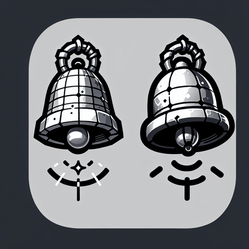 a little bell Single Game Texture. In-Game asset. 2d. Blank background. High contrast. No shadows.