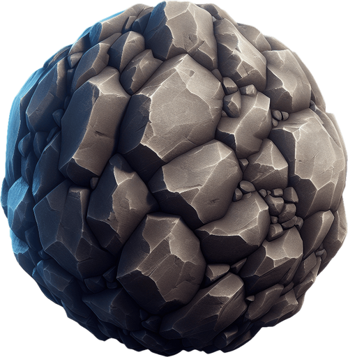 Rock.
Single Game Texture.  In-Game asset.  2d.  Blank background.  High contrast.  No shadows