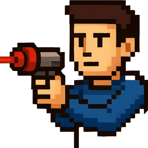 man with laser gun