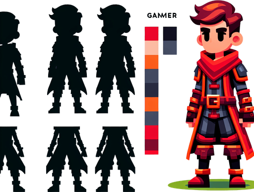 Player.
Single Game Texture.  In-Game asset.  2d.  Blank background.  High contrast.  No shadows