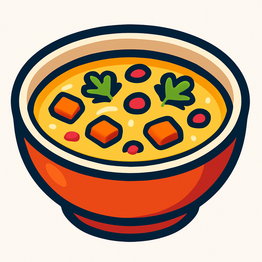 Soupe.
In-Game asset.  2d.  High contrast.  No shadows
