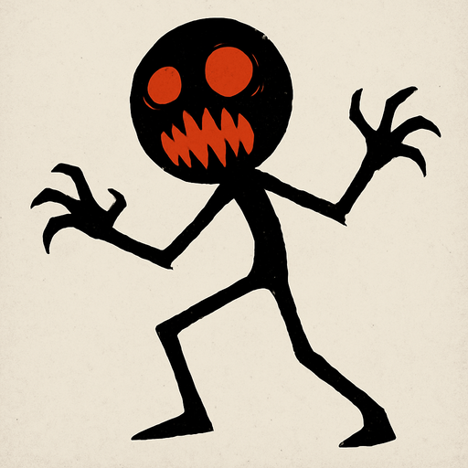 scary stickman.
In-Game asset.  2d.  High contrast.  No shadows